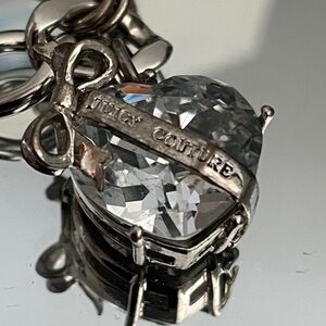 Juicy Couture Silver-Tone Heart Crystal Charm Bracelet